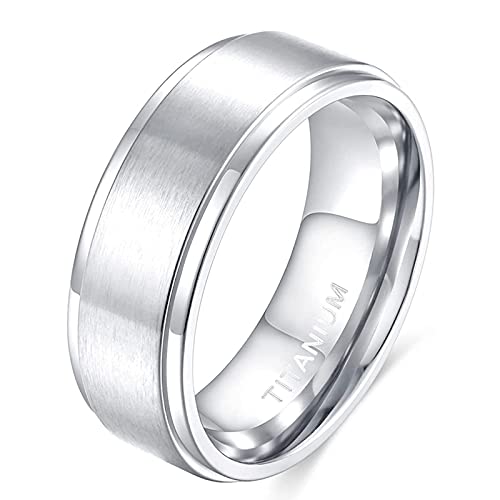 Zakk Ring Herren Damen Titan Verlobungsringe Eheringe Trauringe Silber Gebürstet 4mm 6mm 8mm(Silber-8mm, 49 (15.6)) von Zakk