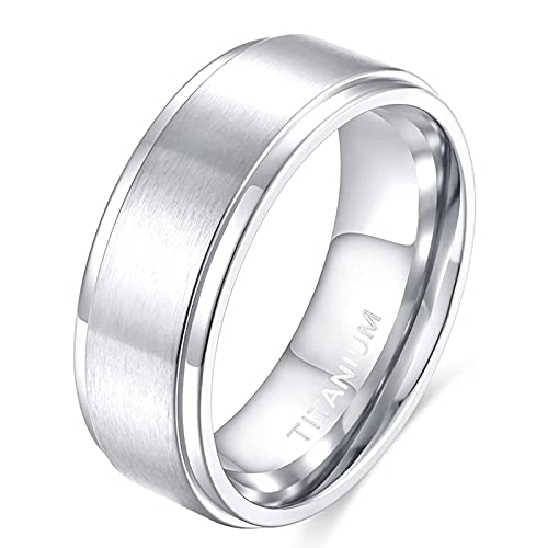 Zakk Ring Herren Damen Titan Verlobungsringe Eheringe Trauringe Silber Gebürstet 4mm 6mm 8mm(Silber-8mm, 68 (21.6)) von Zakk