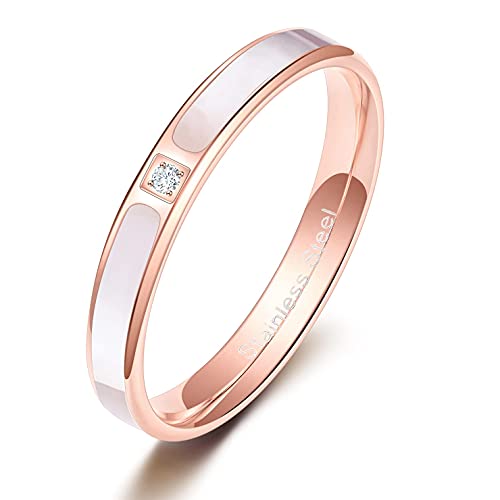 Zakk Ringe Damen Herren Rosegold Edelstahl Zirkonia Schaleneinlage Verlobungsringe Eheringe Partnerringe Trauringe 3.5mm 5.5mm (3.5mm,63 (20.1)) von Zakk