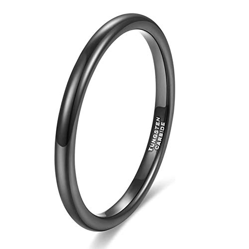 Zakk Ringe Damen Herren Schwarz Wolfram Schmal Schlicht Poliert Ring Verlobungsringe Eheringe Partnerringe 2mm 4mm 6mm 8mm (2mm, 48 (15.3)) von Zakk
