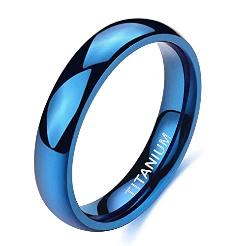 Zakk Ringe Herren Damen Titan Blau Schmal Vorsteckring Poliert Verlobungsring Ehering Partnerringe Trauringe 2mm 4mm (4mm,60 (19.1)) von Zakk