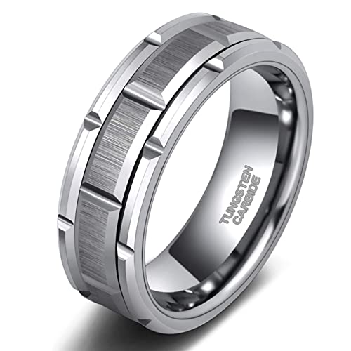 Zakk Ringe Herren Wolfram Schwarz Gold Silber 13mm Breit Ziegelmuster Verlobungsringe Trauringe Eheringe Freundschaftsringe (Silber,61 (19.4)) von Zakk