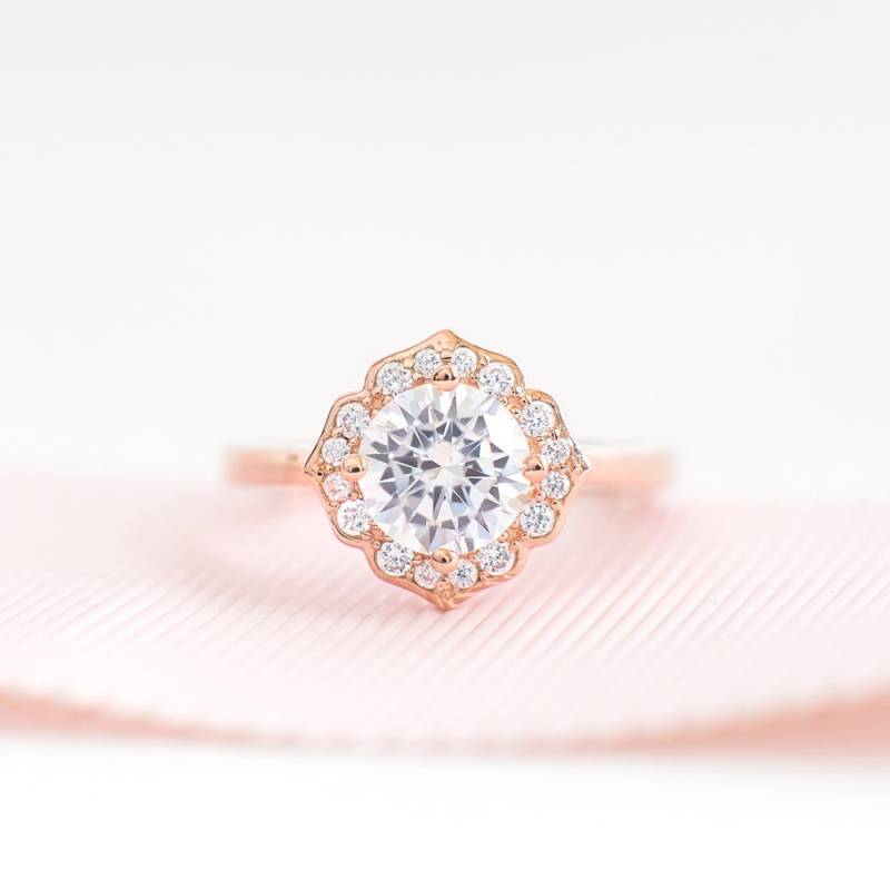 Verlobungsring Aus Roségold - Einzigartiger Vintage-Ring Mit Rundem Cz-Kristall Sterlingsilber Art-Deco-Ring Verlobungsring Aus Roségold - Einzigartiger Vintage-Ring Mit Rundem Cz-Kristall Sterlingsilber Art-Deco-Ring von ZakviJewels