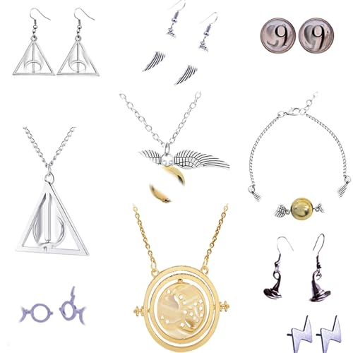 Zaky 10 Stück Sanduhr Halskette Dreieck Schnatz Kette Armband Ohrstecker Set Cosplay Kostüm Schmuck Geschenk Männer und Frauen Kreatives Geschenk von Zaky