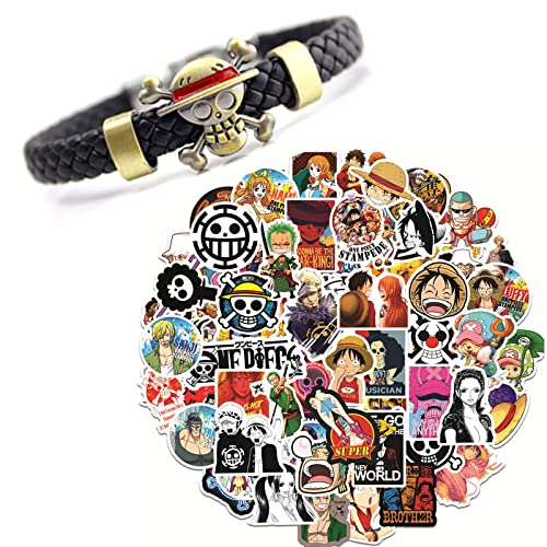 Zaky 101 Stück Anime One Piece Aufkleber Piraten Armband Anzug tolles Geschenk für Anime-Fans von Zaky