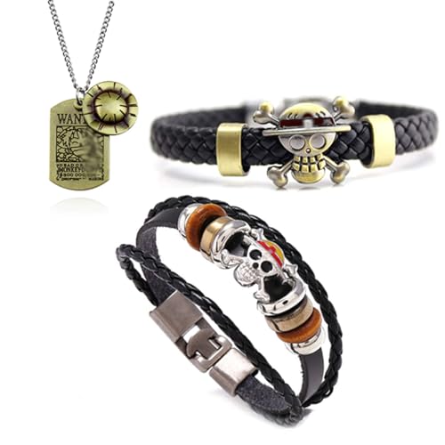 Zaky One P. Halskette Piraten Ruffy Strohhut Armband Anime Zoro Aufkleber Anzug tolles Geschenk für Anime-Fans 28 Stück von Zaky