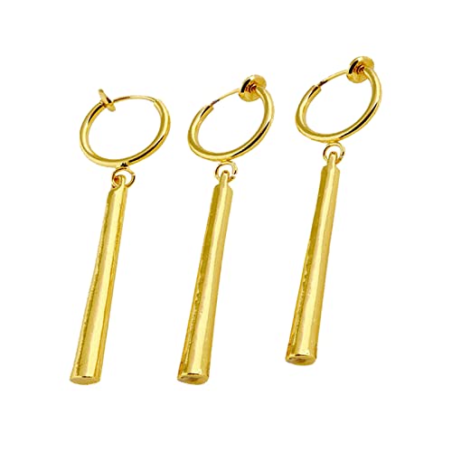 Zaky 3 Stück One P. Zoro Ohrringe Gold - Anime Cosplay Ohrclip Zubehör - Vertical Bar Dangle Ohrclip - Ohne Piercing von Zaky