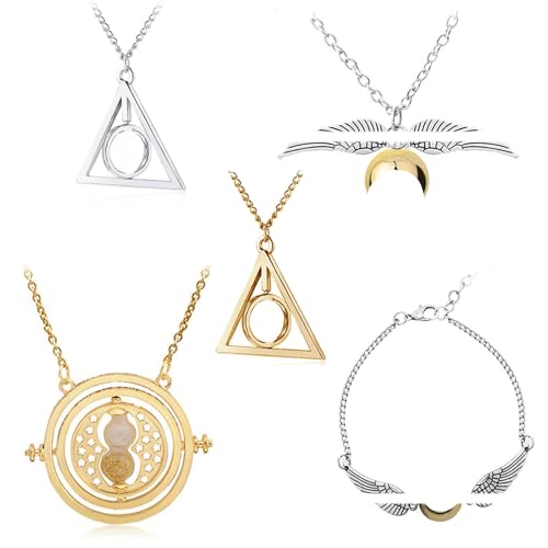 Zaky 5 Stück Sanduhr Dreieck Schnatz Halskette Kette Armband Set Cosplay Kostüm Schmuck Geschenk Männer und Frauen Kreatives Geschenk von Zaky
