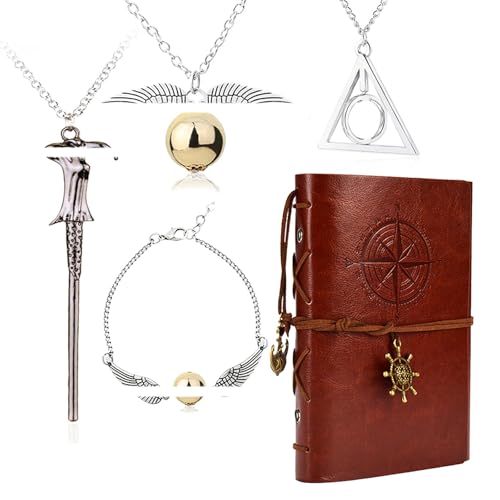 Zaky HP. Magic Death Triangle Halskette Time Magic Halskette Armband Cosplay Mode Schmuck Vintage Magic Leather Writing Journal Notizbuch mit Cartoon Charakter Aufkleber 15 Stück Zaky HP. Magic Death Triangle Halskette Time Magic Halskette Armband Cosplay Mode Schmuck Vintage Magic Leather Writing Journal Notizbuch mit Cartoon Charakter Aufkleber 15 Stück von Zaky