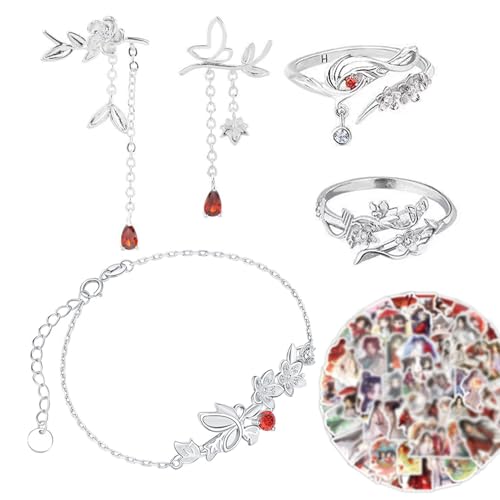 Zaky Heaven Official's Blessing Cosplay Schmuck - Tian Guan Ci Fu Ohrringe Hua Cheng Ringe Xie Lian Armbänder Charakter Aufkleber Set 14 Stück von Zaky
