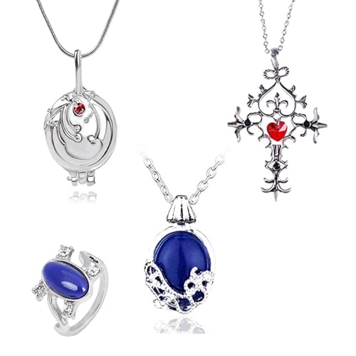 Zaky The Vampire Halskette Aufkleber Set Elena Diaries Saphirkristall Daylight Ringe Vampir Katherine Anhänger Halskette für Fans Cosplay Schmuck 34 Stück von Zaky