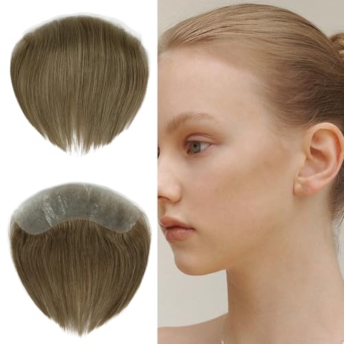 Zakya Toupet Echthaar für Damen - Trimmbares Toupet Frontal - 0.06mm Alle V-Looped Superdünne Haut - Natürlich und Unsichtbar - 15,2 * 3,8CM Basis - Leichte Mittlere Dichte - Haarlänge 15CM von Zakya