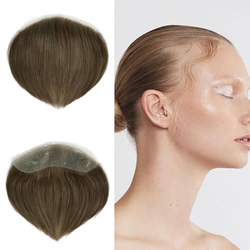 Zakya Toupet Echthaar für Damen - Trimmbares Toupet Frontal - 0.06mm Alle V-Looped Superdünne Haut - Natürlich und Unsichtbar - 15,2 * 3,8CM Basis - Leichte Mittlere Dichte - Haarlänge 15CM von Zakya