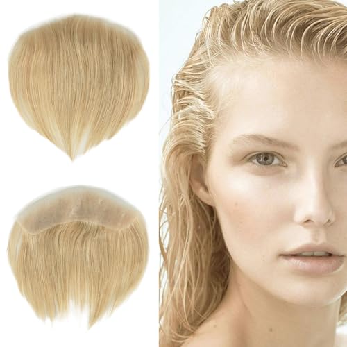 Zakya Toupet Echthaar für Damen - Trimmbares Toupet Frontal - 0.06mm Alle V-Looped Superdünne Haut - Natürlich und Unsichtbar - 15,2 * 3,8CM Basis - Leichte Mittlere Dichte - Haarlänge 15CM von Zakya