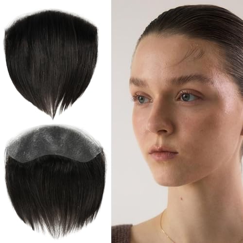 Zakya Toupet Echthaar für Damen - Trimmbares Toupet Frontal - 0.06mm Alle V-Looped Superdünne Haut - Natürlich und Unsichtbar - 15,2 * 3,8CM Basis - Leichte Mittlere Dichte - Haarlänge 15CM von Zakya