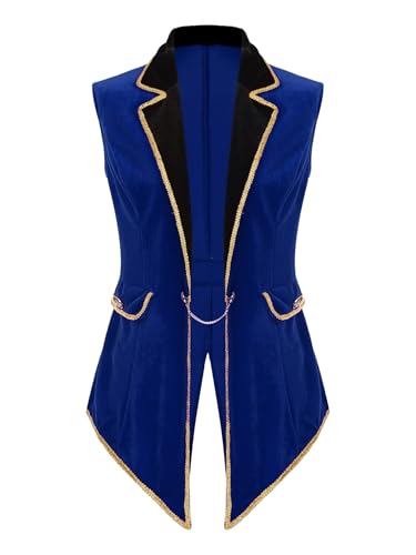Zaldita Damen Zirkus Kostüm Zirkusdirektor Weste Ärmellos Samt Oberteil Ringmaster Uniform Frack Halloween Party Cosplay Verkleidung A Blau 3XL Zaldita Damen Zirkus Kostüm Zirkusdirektor Weste Ärmellos Samt Oberteil Ringmaster Uniform Frack Halloween Party Cosplay Verkleidung A Blau 3XL von Zaldita