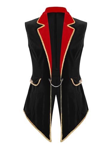 Zaldita Damen Zirkus Kostüm Zirkusdirektor Weste Ärmellos Samt Oberteil Ringmaster Uniform Frack Halloween Party Cosplay Verkleidung A Schwarz 3XL Zaldita Damen Zirkus Kostüm Zirkusdirektor Weste Ärmellos Samt Oberteil Ringmaster Uniform Frack Halloween Party Cosplay Verkleidung A Schwarz 3XL von Zaldita