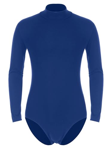 Zaldita Herren Bodysuit Overall Rollkragen Sportbody Langarm Tank Top Trikot Body Overall Catsuit Unterhemd Training Gymnastik König Blau M von Zaldita