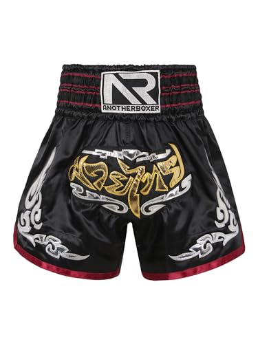 Zaldita Herren Thaibox Shorts Muay Thai Shorts Kurze Hose Kampf Boxen Shorts Thai Sportshorts Trainingsshort Cosplay Fitness A Schwarz&Rot M von Zaldita