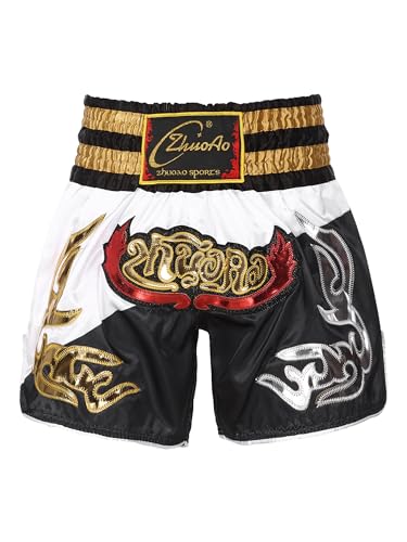 Zaldita Herren Thaibox Shorts Muay Thai Shorts Kurze Hose Kampf Boxen Shorts Thai Sportshorts Trainingsshort Cosplay Fitness D Typ J XXL von Zaldita