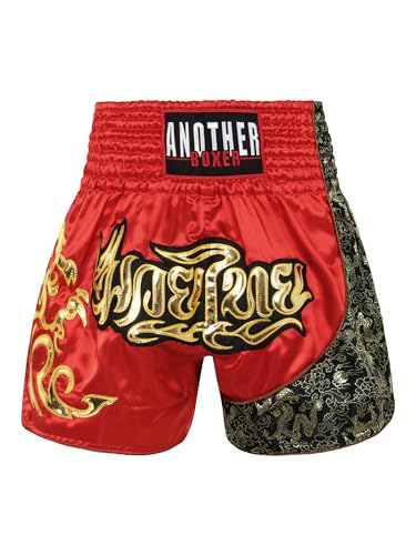 Zaldita Herren Thaibox Shorts Muay Thai Shorts Kurze Hose Kampf Boxen Shorts Thai Sportshorts Trainingsshort Cosplay Fitness A Rot&Grau 3XL von Zaldita