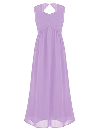 Zaldita Kinder Mädchen Festlich Kleid Lang Hochzeitkleid Blumenmädchenkleid Ärmellos Chiffon Kleid Geburtstag Party Feiertag Festzug B Lavendel H 152 von Zaldita