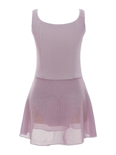 Zaldita Kinder Mädchen Tanzkleid Kurz Chiffon Lyrical Kleid Spaghettiträger Ballettkleid mit Shorts Wettbewerb Tanzkleidung E Altrosa 110-116 von Zaldita