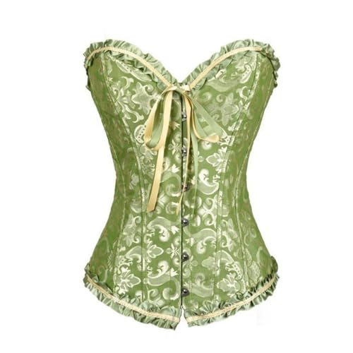 Zaleau Damen Korsett Vollbrust Corsage Top Gothic Vintage Bustier Halloween Kostüm Übergrößen, XS-6XL, Grün, L Zaleau Damen Korsett Vollbrust Corsage Top Gothic Vintage Bustier Halloween Kostüm Übergrößen, XS-6XL, Grün, L von Zaleau