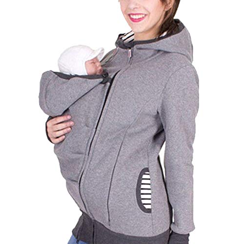 Zalock 3 in 1 Tragejacke Umstandsjacke für Mama und Baby Winter Freizeitjacke Babytrage Umstandsjacke Baumwolle K?nguru Softshell Umstandsmode Fleecejacke mit Kapuze von Zalock