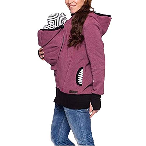 Zalock 3 in 1 Tragejacke Umstandsjacke für Mama und Baby Winter Freizeitjacke Babytrage Umstandsjacke Baumwolle K?nguru Softshell Umstandsmode Fleecejacke mit Kapuze von Zalock