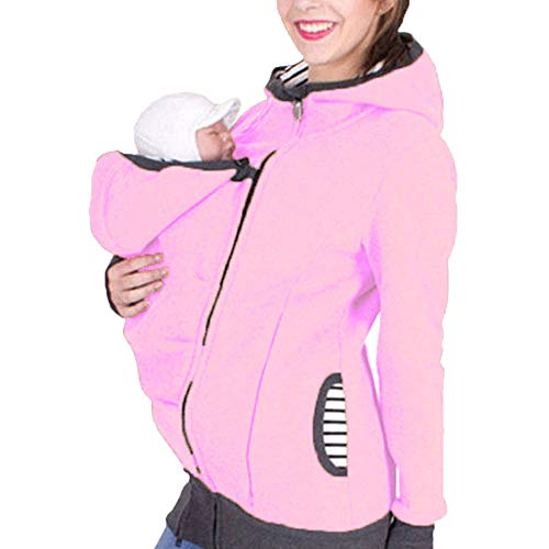 Zalock 3 in 1 Tragejacke Umstandsjacke für Mama und Baby Winter Freizeitjacke Babytrage Umstandsjacke Baumwolle K?nguru Softshell Umstandsmode Fleecejacke mit Kapuze von Zalock