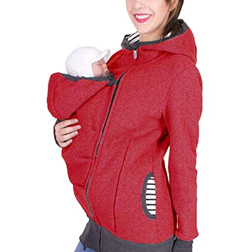 Zalock 3 in 1 Tragejacke Umstandsjacke für Mama und Baby Winter Freizeitjacke Babytrage Umstandsjacke Baumwolle K?nguru Softshell Umstandsmode Fleecejacke mit Kapuze von Zalock