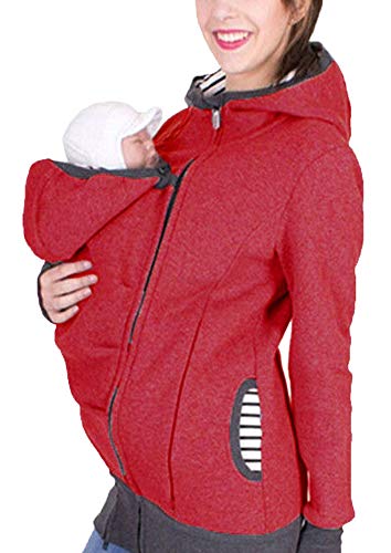 Zalock 3 in 1 Tragejacke Umstandsjacke für Mama und Baby Winter Freizeitjacke Babytrage Umstandsjacke Baumwolle K?nguru Softshell Umstandsmode Fleecejacke mit Kapuze von Zalock