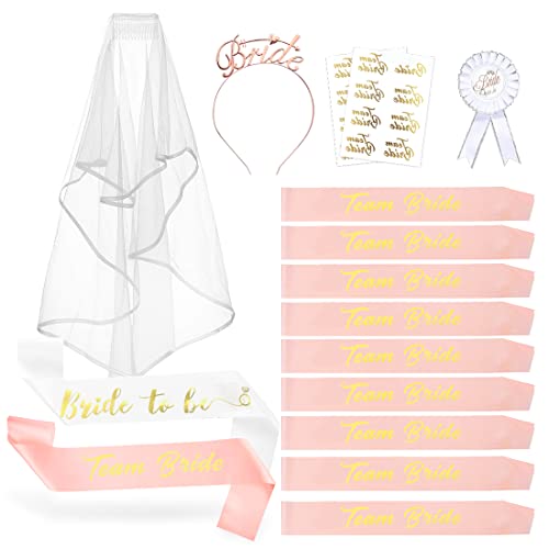 Zaloife 16-teilig JGA Accessoires Frauen Set, Braut to Be und Team Bride Schärpe, Tiara Abzeichen Schleier Tattoos, Hochzeit Fotorequisiten Spiele Zubehör für Junggesellinnenabschied Party Zaloife 16-teilig JGA Accessoires Frauen Set, Braut to Be und Team Bride Schärpe, Tiara Abzeichen Schleier Tattoos, Hochzeit Fotorequisiten Spiele Zubehör für Junggesellinnenabschied Party von Zaloife