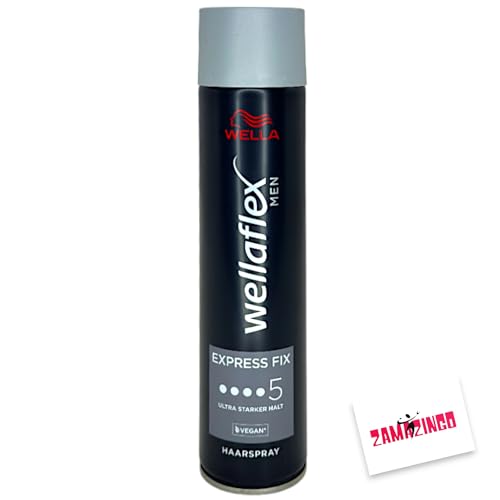 Wella Wellaflex Haarspray Men Express Fix Ultra Starker Halt 250ml | Haarspray für ultra starken Halt | Erhält den Style bis zu 48H inkl. Zama4Zingo Karte (1er Pack, Haarspray) von Zama4Zingo