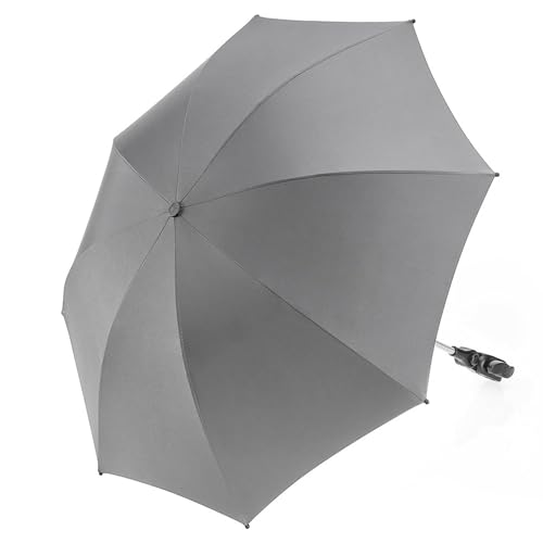 Zamboo Universal Sonnenschirm UV 50+ für Kinderwagen & Buggy | flexibler Sonnenschutz mit 73 cm Durchmesser, einfach montierbar auf Rund- und Ovalrohre - Grau von Zamboo