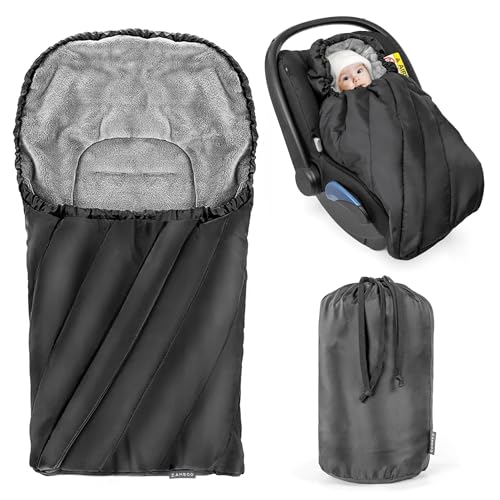 Zamboo Winter Fußsack Deluxe für Babyschale (Maxi-Cosi, Römer, ABC Design, Cybex u.v.m.) - Schwarz Grau von Zamboo