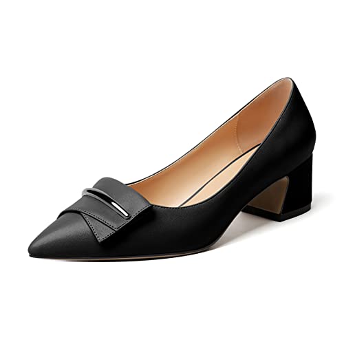 Zamikoo Damen Blockabsatz Pumps, Elegant Pointed Toe Pumps Heels 5cm Slip-on Pumps Matt Schwarz EU40 von Zamikoo