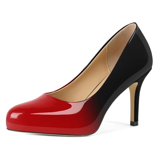 Zamikoo Damen High Stiletto Pumps Spitz zulaufend Geschlossen Heels Slip On 9cm Bequem Business Hochzeit Party Kleid Schuhe Schwarz Rot EU 37 von Zamikoo