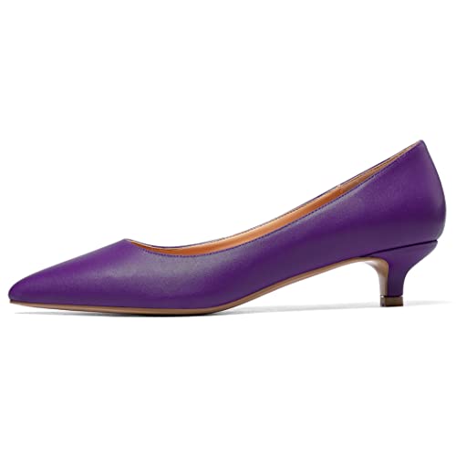 Zamikoo Damen Kitten Heel Pumps,Klassische Pump Niedriger Absatz,Spitze Zehe Arbeitsschuhe Büro Schuhe 35MM Purple EU40 von Zamikoo