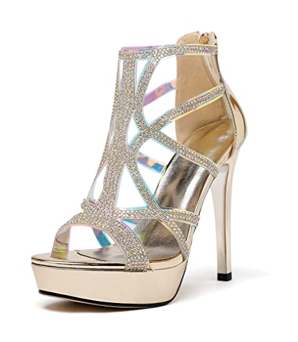 Zamikoo Damen Plateau Sandaletten Peep Toe High Heel Schuhe Sommer Riemchensandalen Gold EU43 Zamikoo Damen Plateau Sandaletten Peep Toe High Heel Schuhe Sommer Riemchensandalen Gold EU43 von Zamikoo