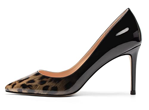 Zamikoo Damen Pumps High Heels,Spitz Pointed Toe Pumps mit Absatz,Elegant Stilettos Schuhe Hochzeit Klassische Pumps Lack Blackleopard EU39 von Zamikoo