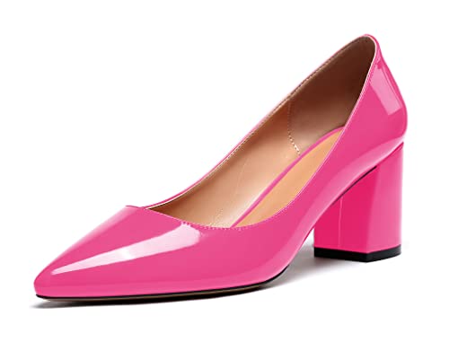 Zamikoo Damen Pumps mit Absatz, Elegant Pumps mit Blockabsatz Damen Schuhe 6.5CM Lack Rosa EU41 von Zamikoo