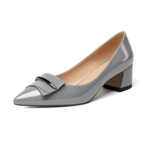 Zamikoo Damen Pumps mit Absatz 5cm Blockabsatz Heels Slip on Pumps Lack Grau EU40 von Zamikoo