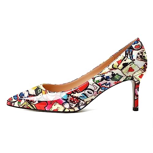 Zamikoo Frauen Kitten Mittlere Absätze Spitze Zehe Slip On Klassisch Elegante Pumps Büro Schuhe 6.5cm Mehrfarbig EU 43 von Zamikoo