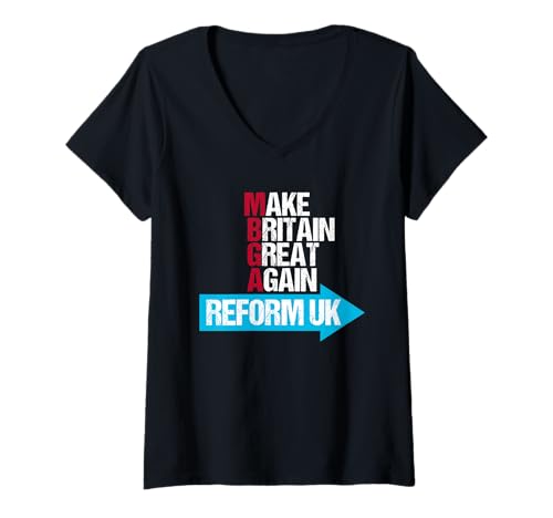Damen Mach Großbritannien Wieder großartig - Reform UK T-Shirt mit V-Ausschnitt Damen Mach Großbritannien Wieder großartig - Reform UK T-Shirt mit V-Ausschnitt von Zamos