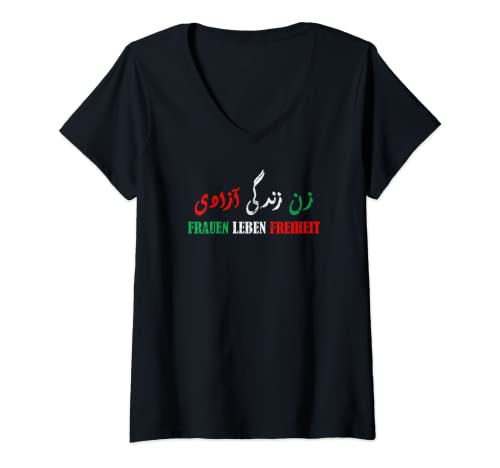 Damen Zan Zendegi Azadi Persian Frauen Leben Freiheit T-Shirt mit V-Ausschnitt Damen Zan Zendegi Azadi Persian Frauen Leben Freiheit T-Shirt mit V-Ausschnitt von Zan Zendegi Azadi Persian Frauen Leben Freiheit