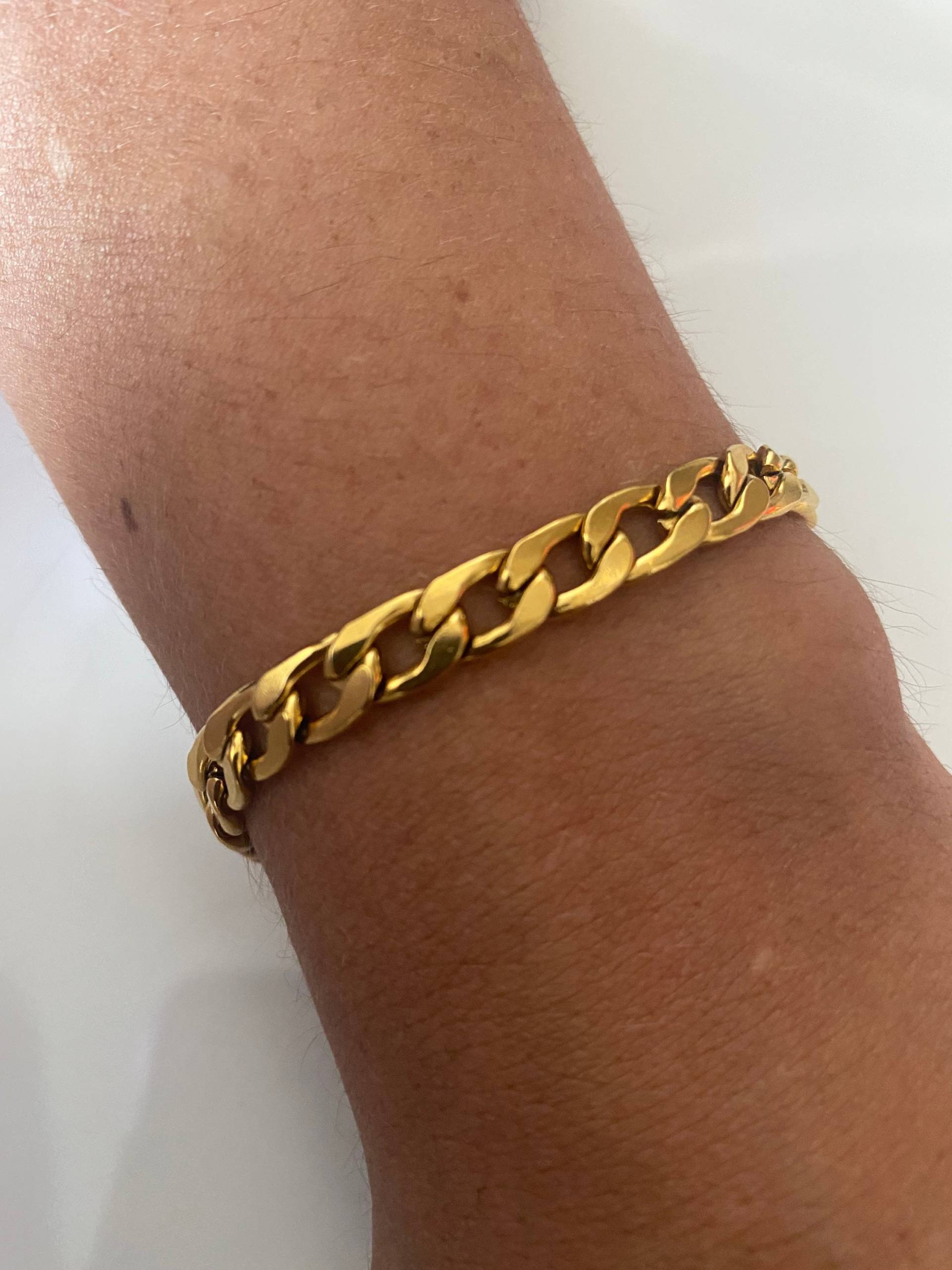 Gold Panzer Link Armband, Männer Kettenarmband, Edelstahl Frauen Silber Geburtstagsgeschenk Für Ihn, Freund Geschenk von ZanGemShop