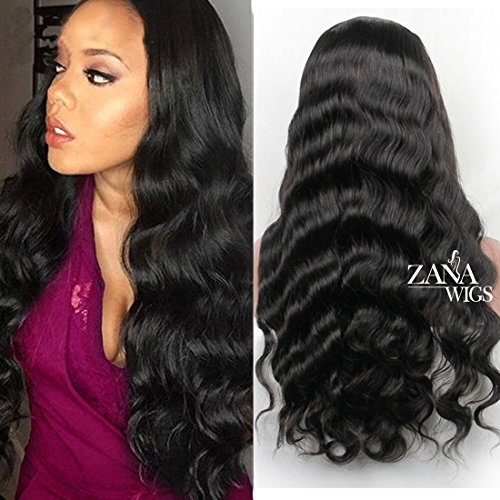 zanawigs Natural Body Wave Lace Front Perücke Wet Wellig Indisches Virgin Echthaar Perücken für Frauen Natürliche Farbe von ZanaWigs
