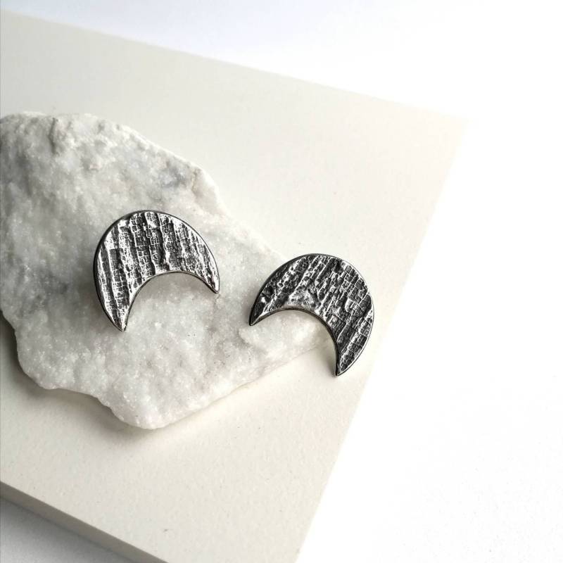 Handgemachte Einzigartige Rustikale Sterling Silber Handgemachte Mond Ohrringe Handgemachte Einzigartige Rustikale Sterling Silber Handgemachte Mond Ohrringe von ZanceDesign
